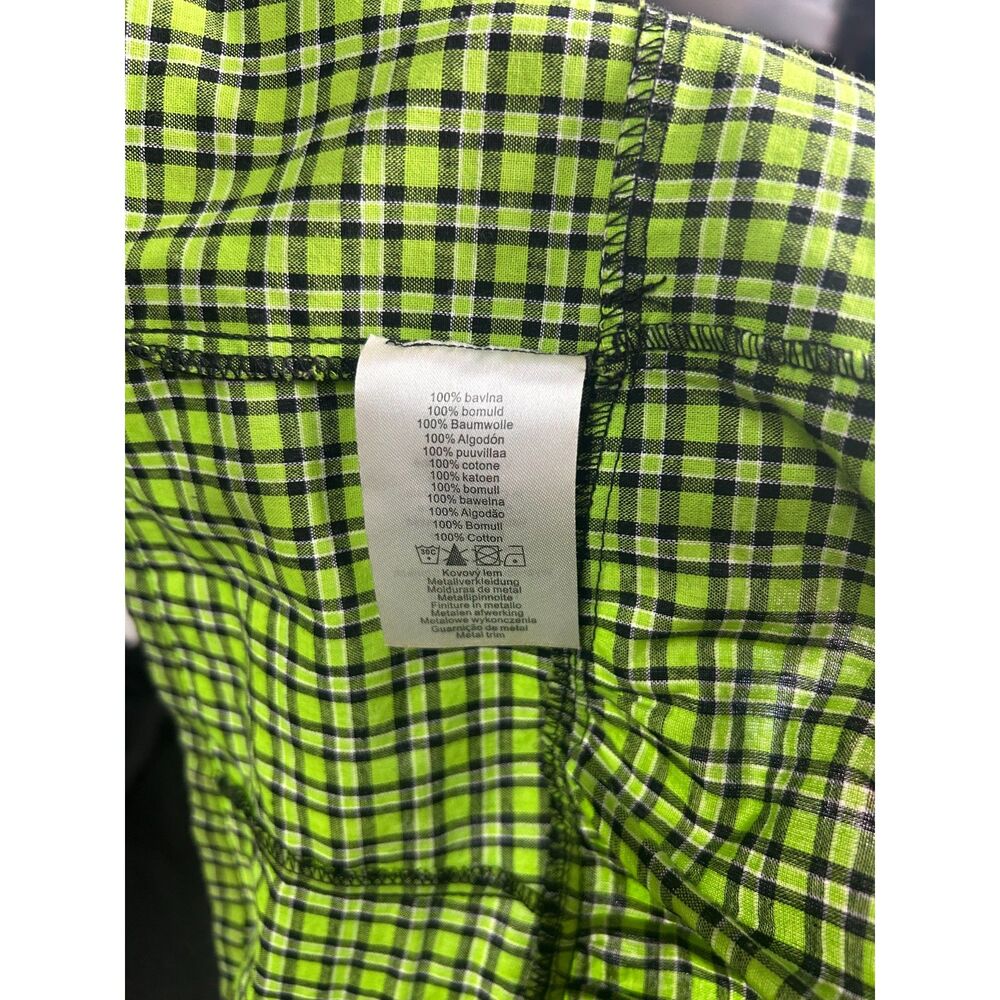 The Ragged Priest Plaid Gingham Cropped Tie Tank Top M O Ring Green Black - Picture 2 of 4